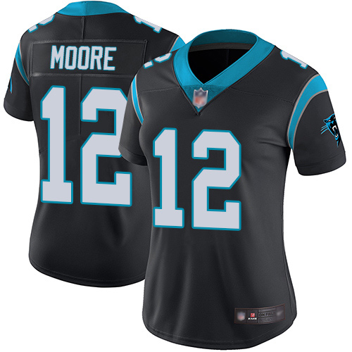 Carolina Panthers Limited Black Women DJ Moore Home Jersey NFL Football #12 Vapor Untouchable->women nfl jersey->Women Jersey